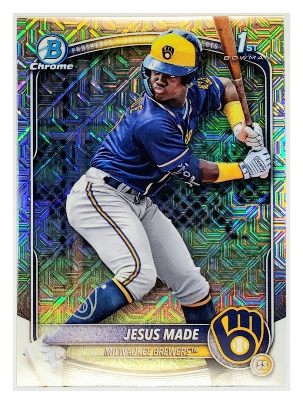 JESUS MADE ROOKIE MOJO REFRACTOR "1ST BOWMAN" 2025 BOWMAN CHROME, BREWERS